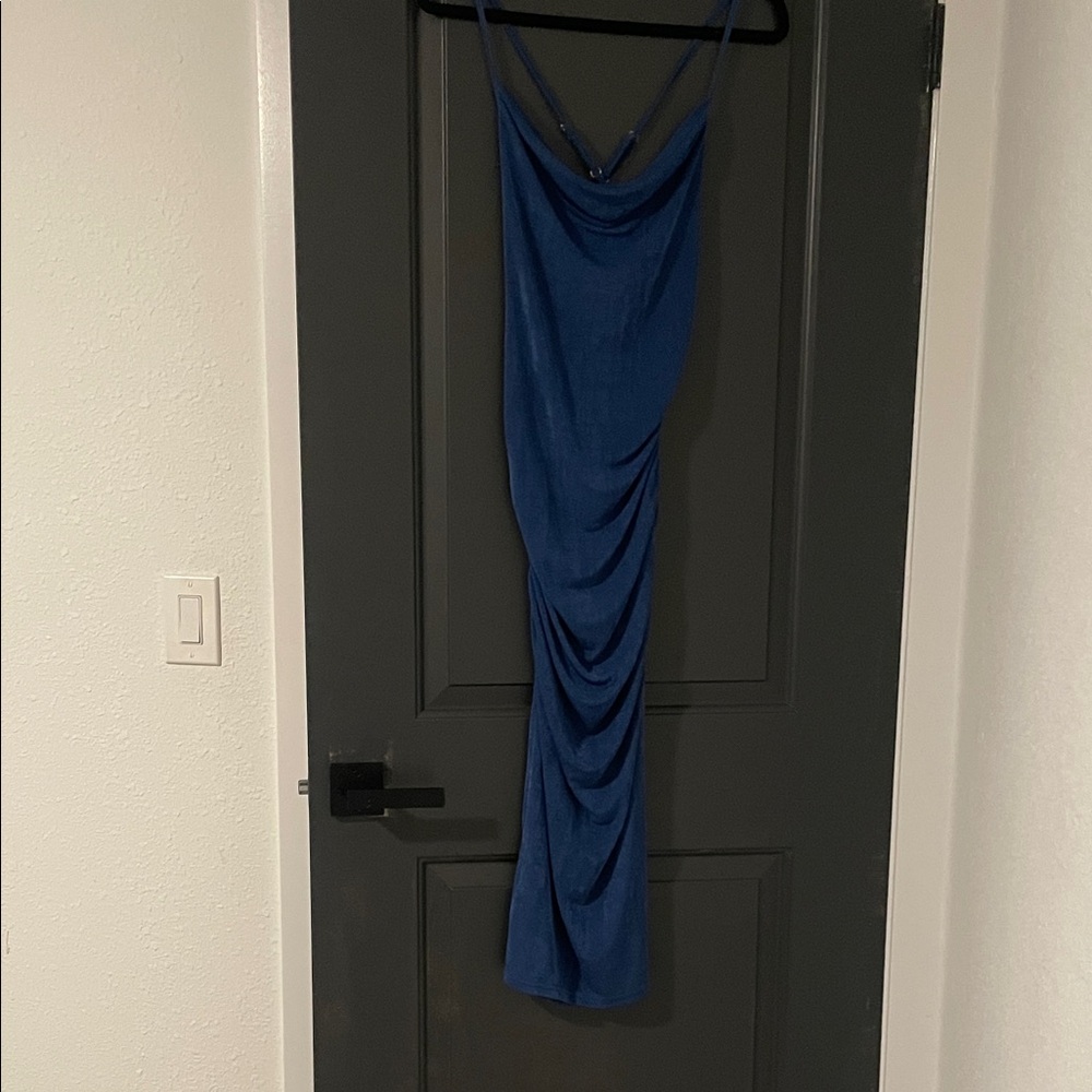 Simple Blue Textured Dress